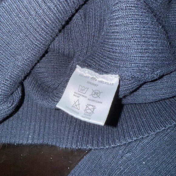 Brandy Melville navy Ribbed V-Neck Sweater with White Trim - Picture 2 of 3